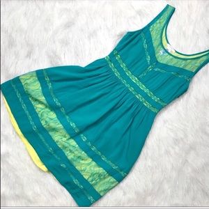 Esley Blue Green Lace Dress